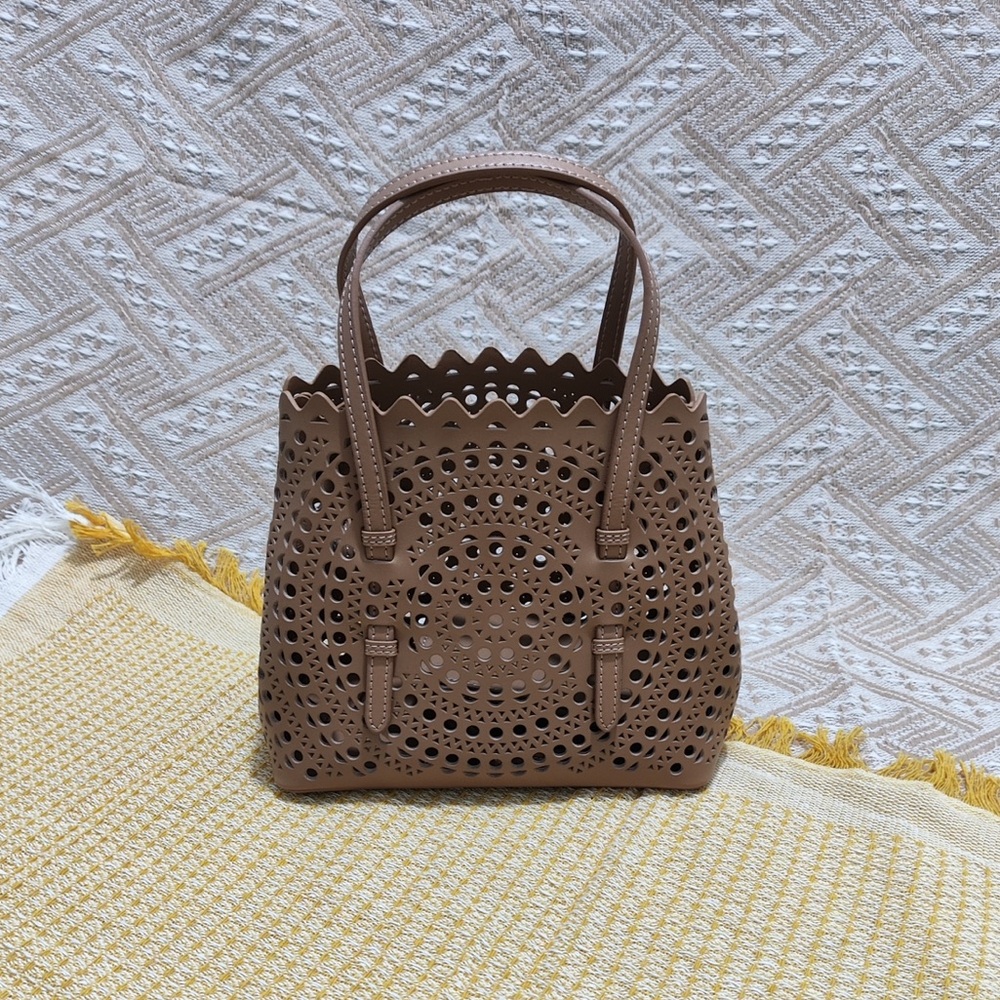 Alaïa Taupe Laser-Cut Scalloped Tote